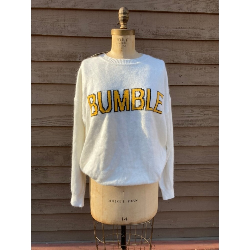 Bumble Sweatshirt Adult Crewneck Knitted Long Sleeve Sweater White 42 XXL NWT